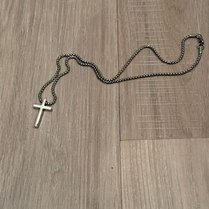 Men's Minimalist Silver Cross Necklace